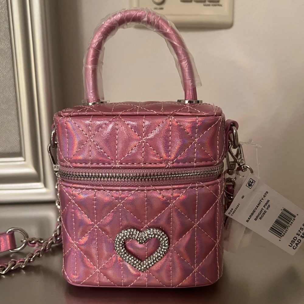Aldo Iridescent Pink Mini Bag with Heart Accent